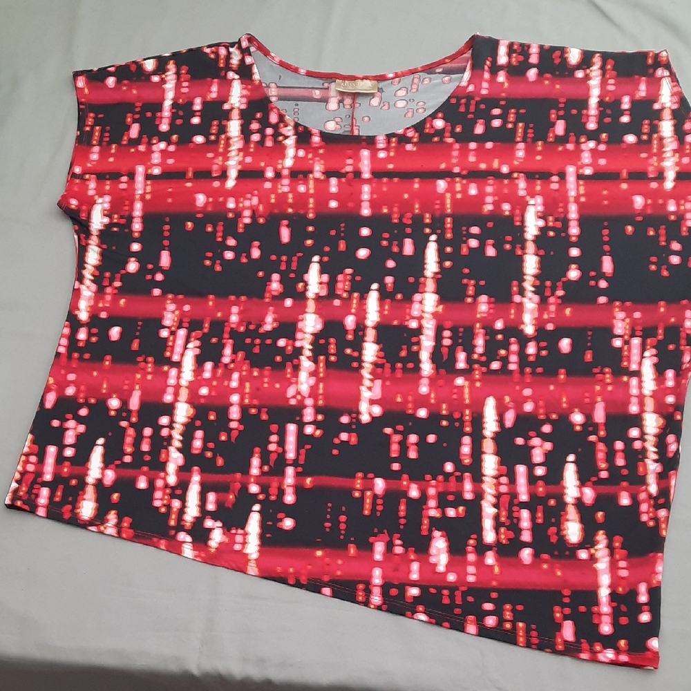 Miss Tina Red and Black Sleeveless Top
